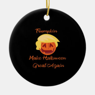 Trumpkin Pumpkin Halloween Design – Spooky Basic S Ceramic Ornament