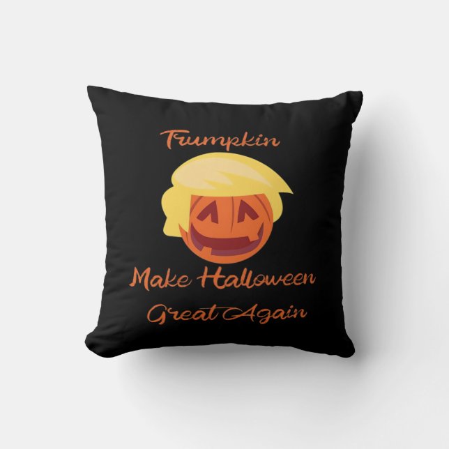 Trumpkin Pumpkin Halloween Design – Spooky Basic S Throw Pillow (Front)