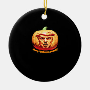 Trumpkin Scary Halloween Pumpkin Best Art Design C Ceramic Ornament