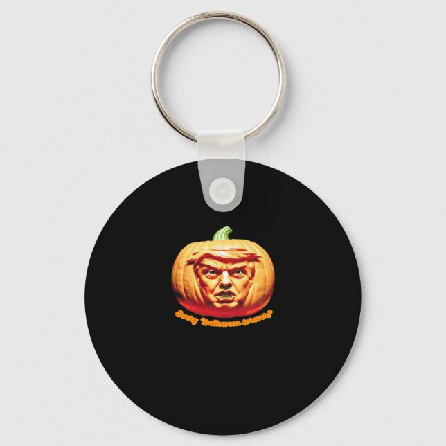 Trumpkin Scary Halloween Pumpkin Best Art Design C Keychain (Front)