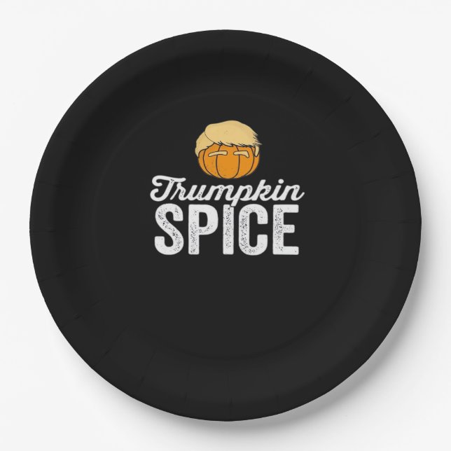 Trumpkin Spice Funny Political Halloween Joke Paper Plate (Front)