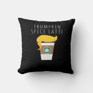 Trumpkin Spice Latte Funny Donald Joke Pumpkin Spi Throw Pillow