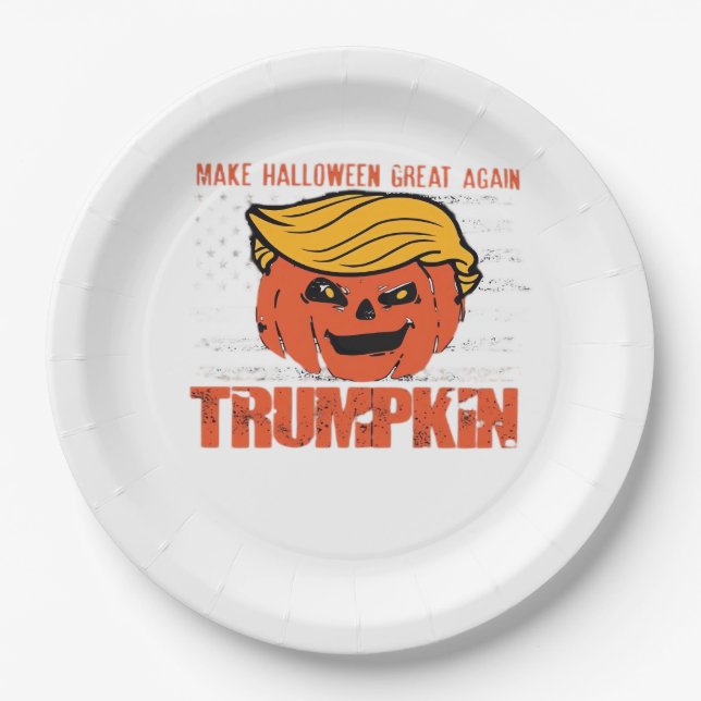 Trumpkin Usa Make Halloween Great Again Funny Paper Plate (Front)