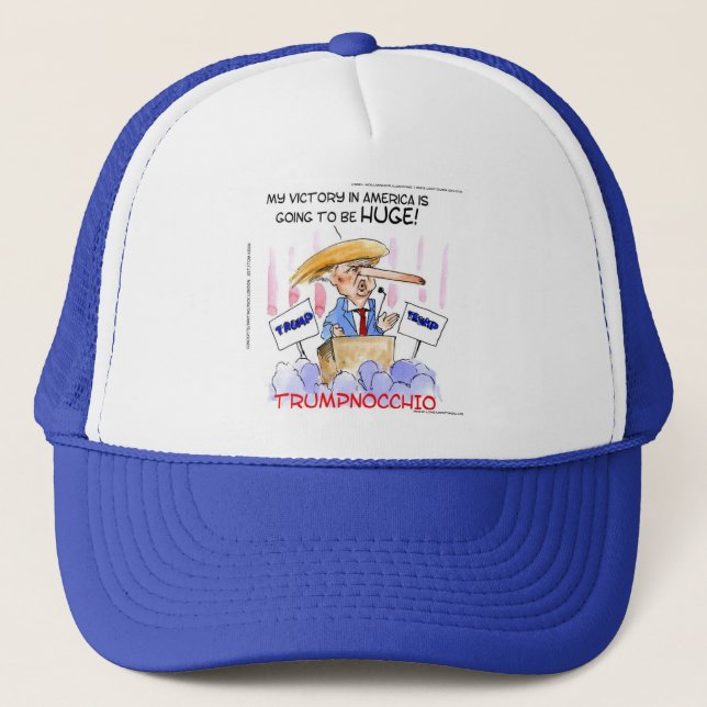 Trumpnocchio Funny Donald Trump Items Trucker Hat (Front)