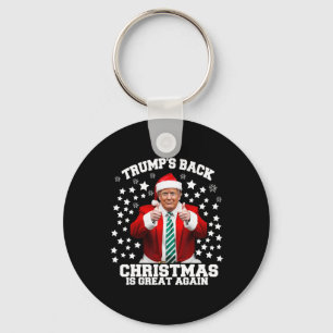 Trumps Back Christmas Is Great Again Funny Preside Keychain