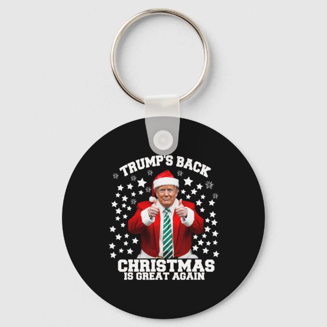 Trumps Back Christmas Is Great Again Funny Preside Keychain (Front)