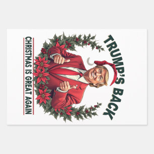 Trump's Back Christmas Is Great Again Santa Wrapping Paper Sheet