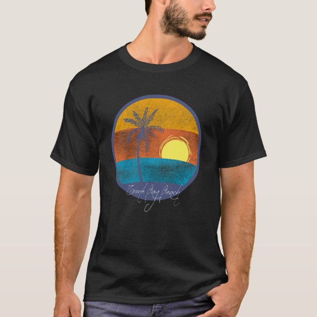 Trunk Bay USVI Beach Distressed Retro Sunset T-Shirt (Front)