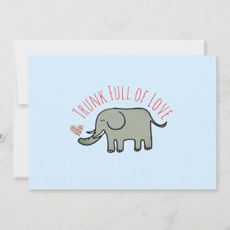 Trunk Full of Love Cute Elephant Doodle Invitation