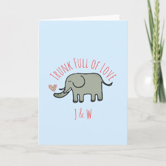 Trunk Full of Love Cute Elephant Valentine's  Card