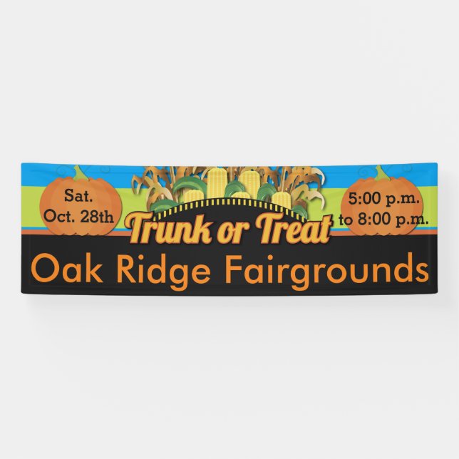 Trunk or Treat Corn and Pumpkin Fall Harvest Banner (Horizontal)