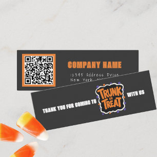 Trunk or Treat Grey Halloween Thank You Mini Business Card