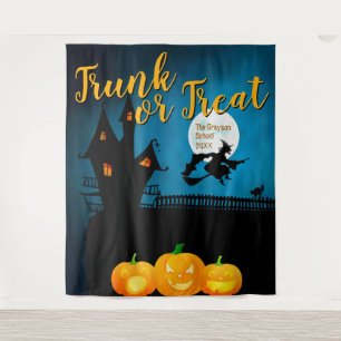 Trunk or Treat Halloween Background Photo Backdrop Tapestry
