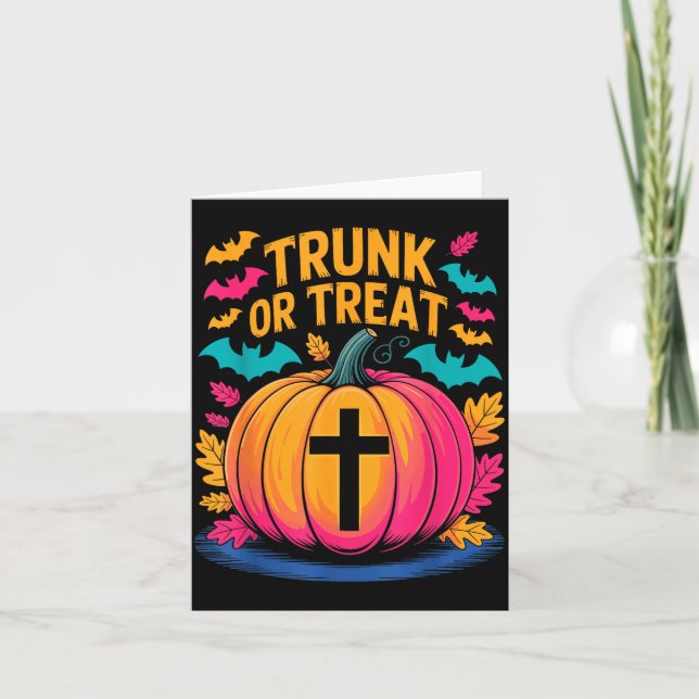 Trunk Or Treat Halloween Costume Christian Pumpkin Card (Front)