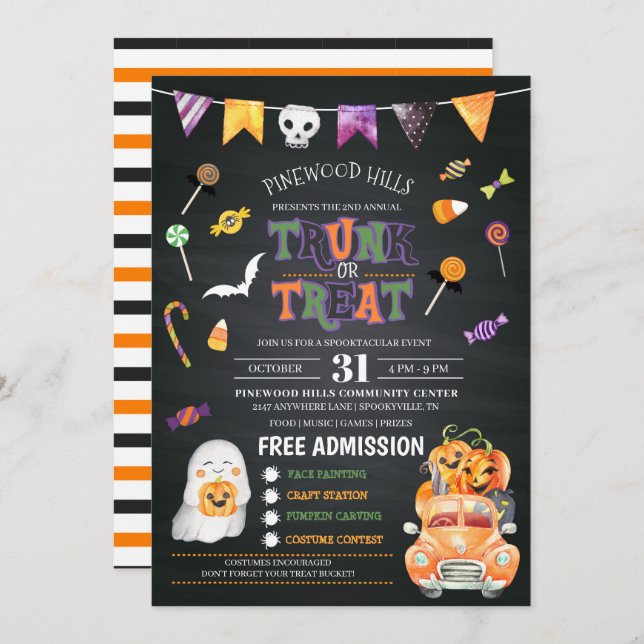 Trunk Or Treat Halloween Invitation (Front/Back)