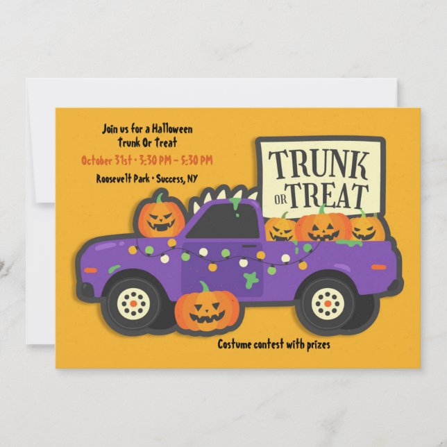 Trunk Or Treat Halloween Invitation (Front)