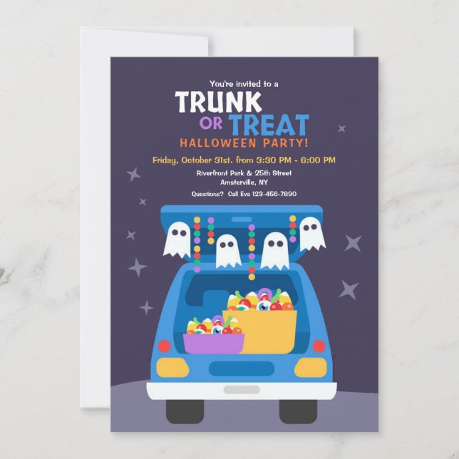 Trunk Or Treat Halloween Party Invitation (Front)