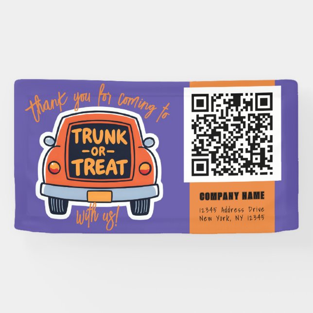 Trunk or Treat Halloween QR Business Banner (Horizontal)