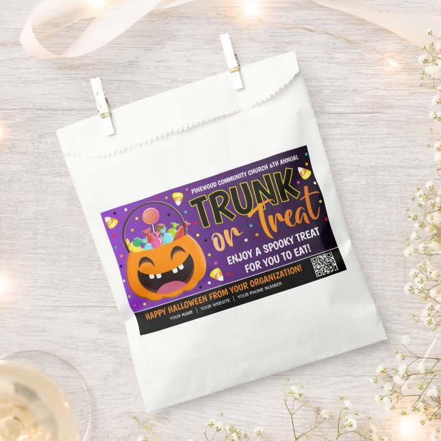 Trunk or Treat Halloween QR Code Treat Favour Bag (Clipped)