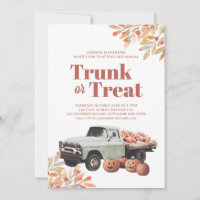 Trunk or Treat Halloween Watercolor Pumpkin Truck