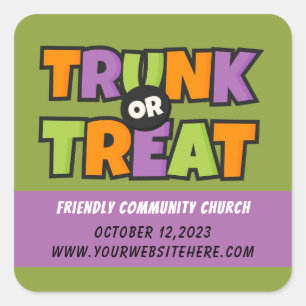 Trunk or Treat Party Church Event Square Sticker