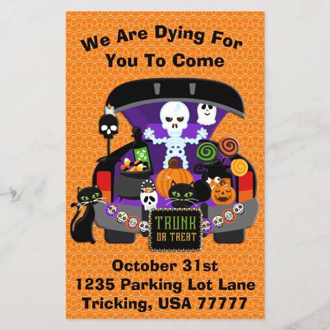 Trunk or Treat Skeleton Halloween 5.5 x 8.5 Flyer (Front)