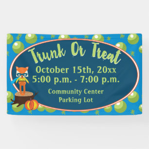 Trunk or Treat With Cute Super Hero Fox Banner
