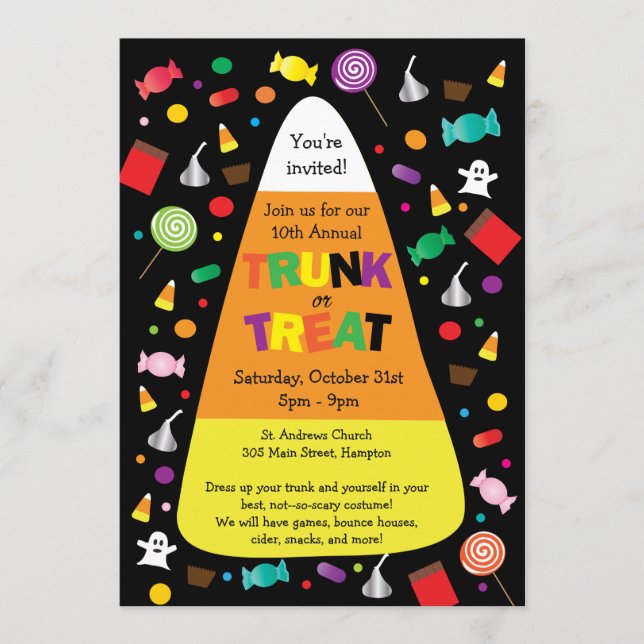 Trunk ou traiter Halloween Candy Invitation (Devant)