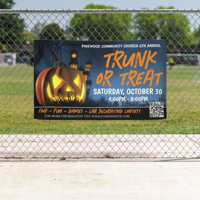 Trunk ou traiter la bannière d'Halloween (En situation)