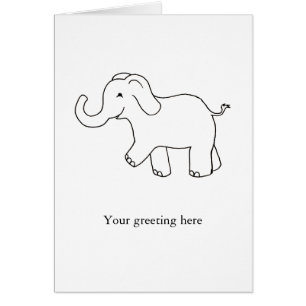 Trunk up elephant happy lucky cute simple art