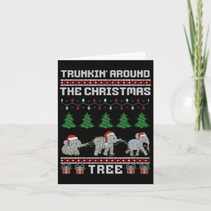 Trunkin Around The Christmas Tree Elephant Family Card