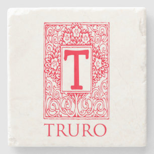 Truro Red Monogram  Stone Coaster