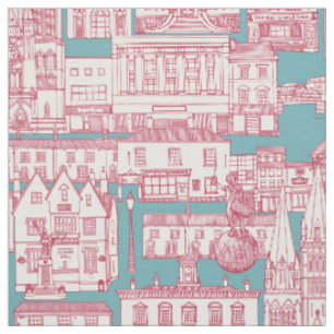 Truro toile viva magenta turquoise fabric