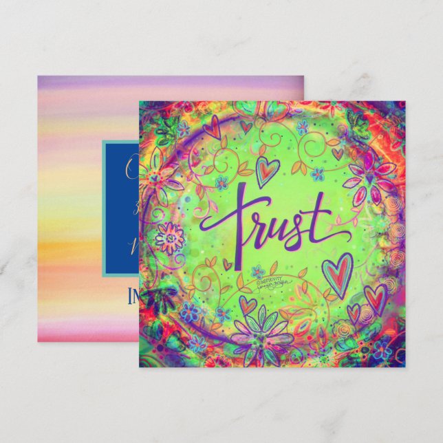 Trust BoHo Floral Encouragement Inspirational Thank You Card (Front/Back)