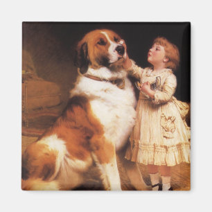 Trust by Charles Burton Barber, Saint Bernard Dog Magnet