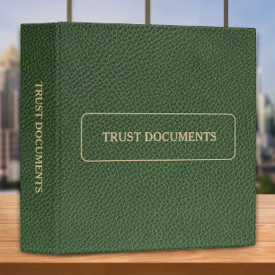 Trust Documents - Green Faux Leather  Binder