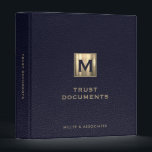 Trust Documents Leather Print Blue Gold Binder<br><div class="desc">Designed for Estate Planners and Law and Legal firms. This binder is ideal for organizing your client's trust documents.</div>