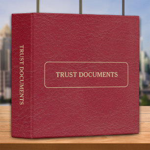 Trust Documents - Red Faux Leather  Binder