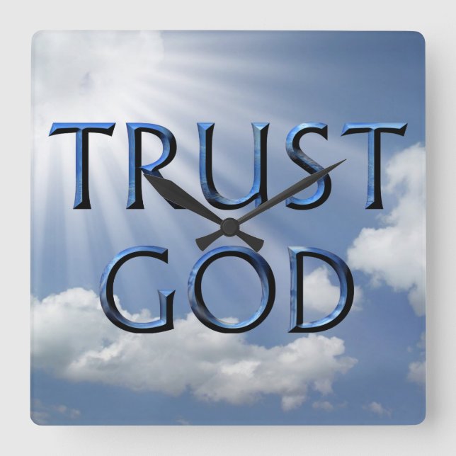 TRUST GOD SQUARE WALL CLOCK (Front)
