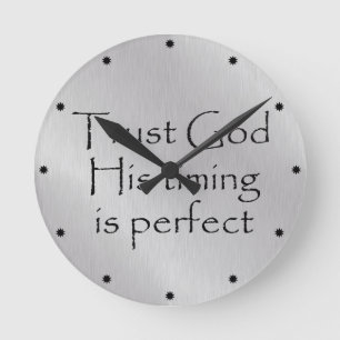 Trust God's Timing Quote Round Clock