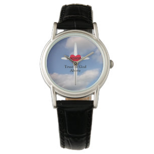 Trust in God Cross in Sky With  Personalized Name  Watch