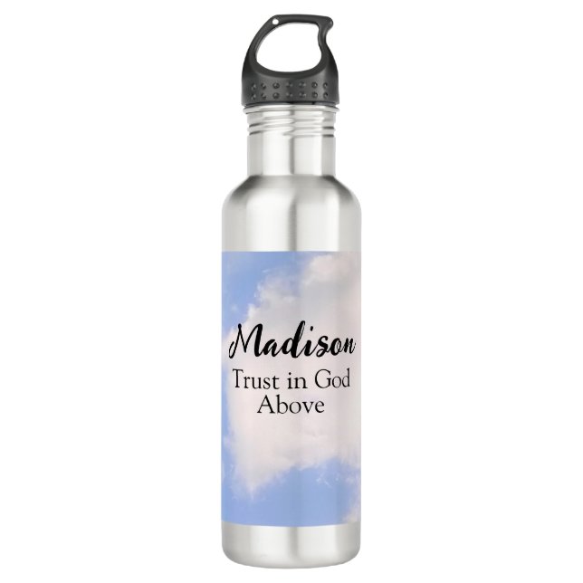 Trust in God Inspirational Custom Name Blue Sky 710 Ml Water Bottle (Front)