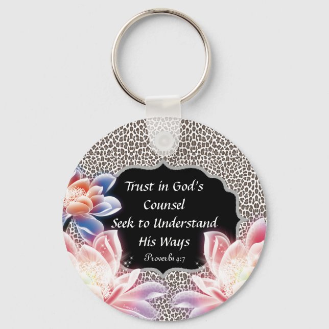 Trust in God's Counsel Animal Print Key chain (Front)