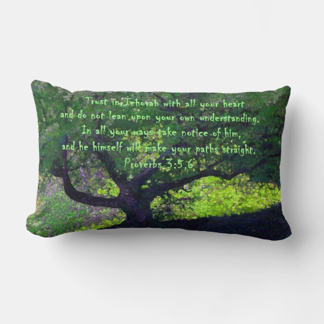 "Trust in Jehovah with all your heart..." Lumbar Pillow (Front)