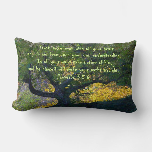 "Trust in Jehovah with all your heart..." Lumbar Pillow (Front)