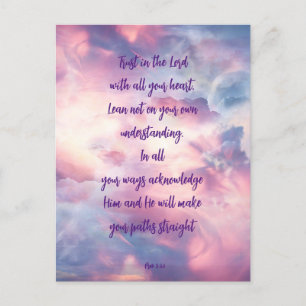 Trust in the Lord All Your Heart Psalm Quote  Postcard