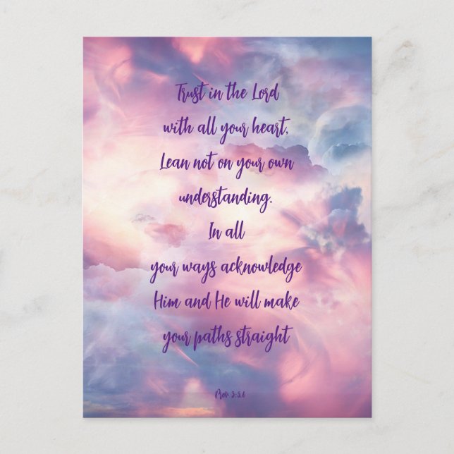 Trust in the Lord All Your Heart Psalm Quote  Postcard (Front)