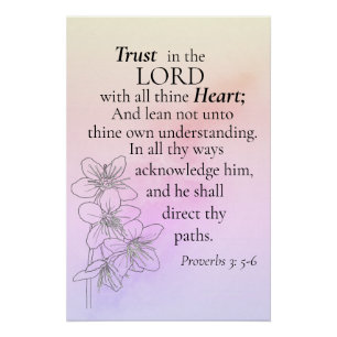 Trust in the Lord Bible Verse Floral Watercolor Poster