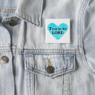 Trust In The Lord Fish Leaves Purple Teal Grey 2 Inch Square Button