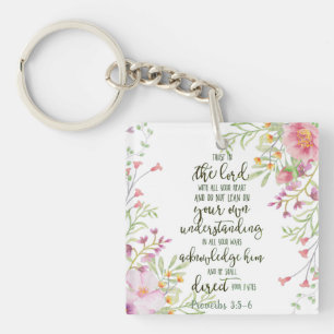 Trust in the Lord floral  Keychain